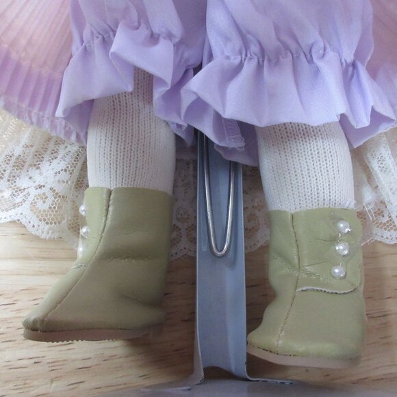 Paradise Galleries 14" Porcelain Doll Victorian Style Dress with Stand - Picture 9 of 10